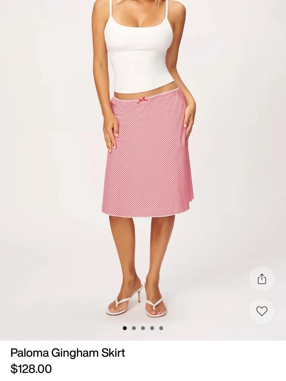 Guizio Gingham Midi Skirt in Pink in Small
